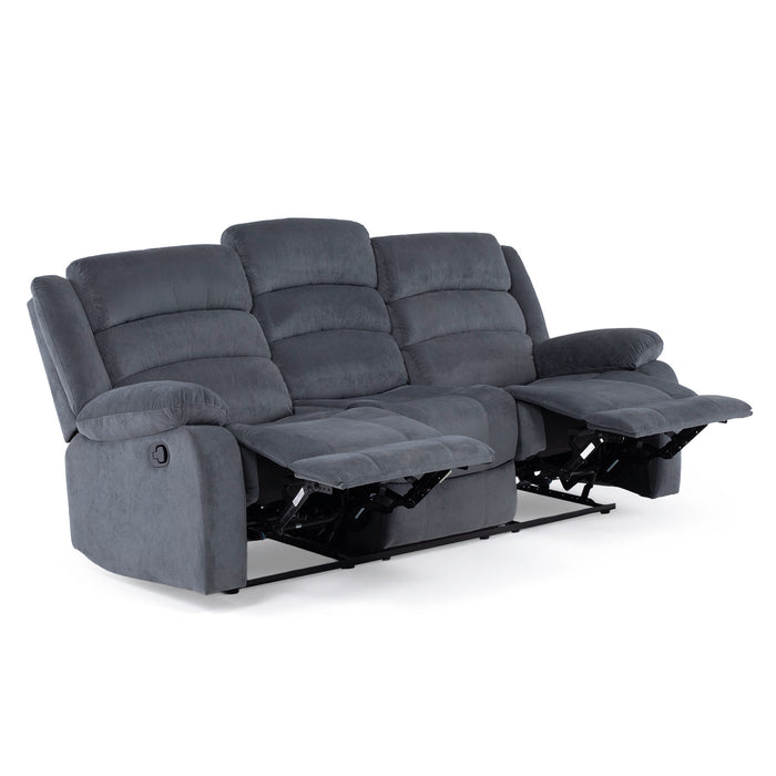 Living Reclinable 1 Sofá 3 Cuerpos + 2 Bergers Gris New Martell