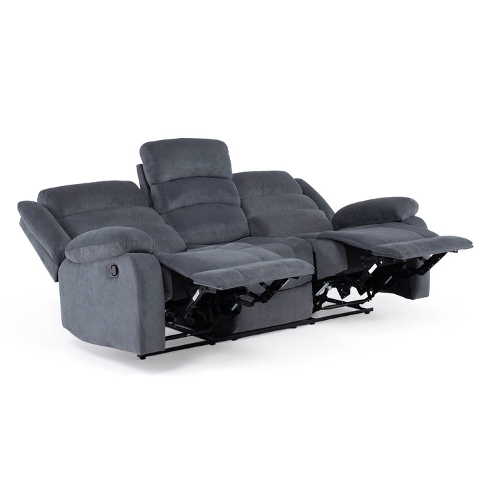 Living Reclinable 1 Sofá 3 Cuerpos + 2 Bergers Gris New Martell