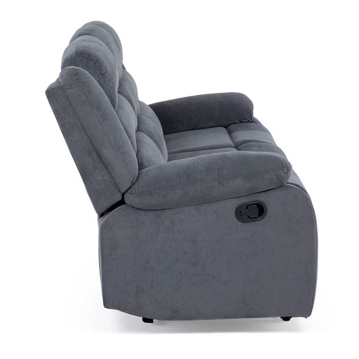 Living Reclinable 1 Sofá 3 Cuerpos + 2 Bergers Gris New Martell