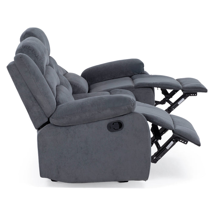 Living Reclinable 1 Sofá 3 Cuerpos + 2 Bergers Gris New Martell