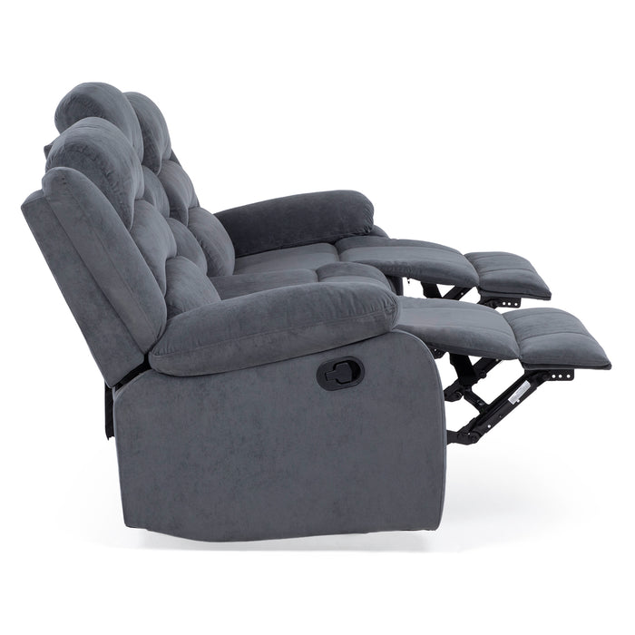 Living Reclinable 1 Sofá 3 Cuerpos + 2 Bergers Gris New Martell