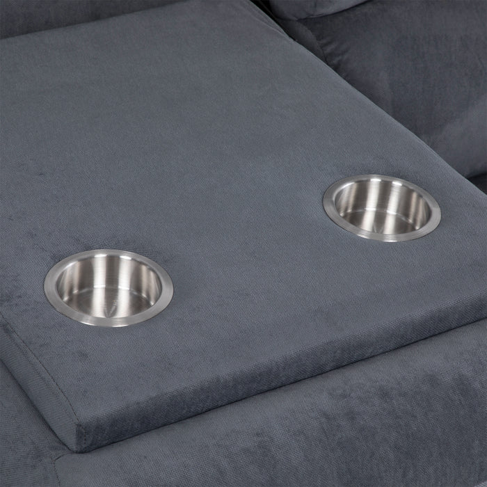 Living Reclinable 1 Sofá 3 Cuerpos + 2 Bergers Gris New Martell