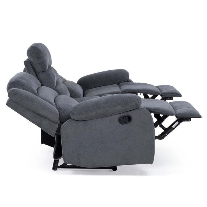 Living Reclinable 1 Sofá 3 Cuerpos + 2 Bergers Gris New Martell