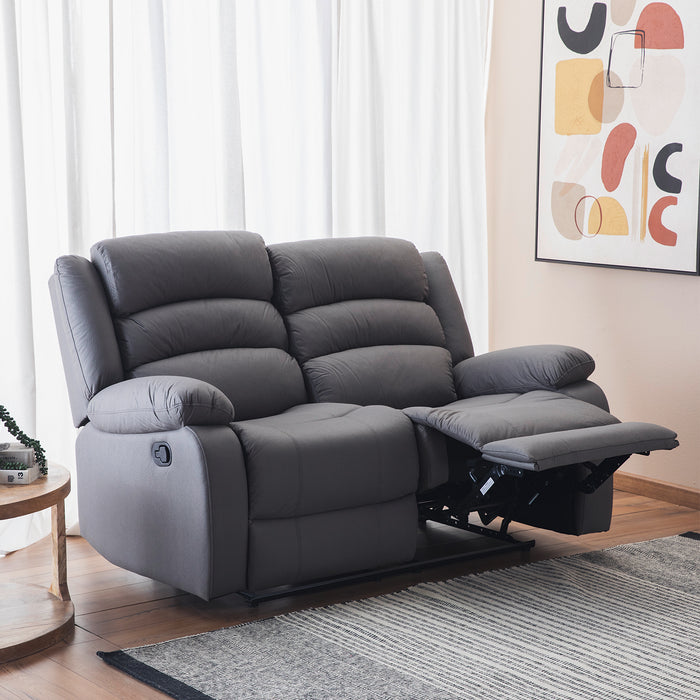 Sofá 2 Cuerpos Reclinable Moderno Gris New Praga