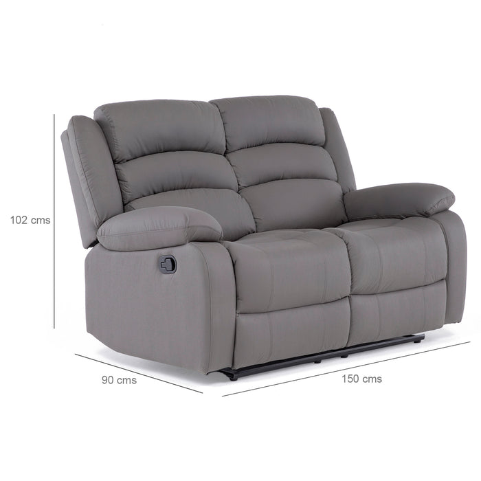 Sofá 2 Cuerpos Reclinable Moderno Gris New Praga