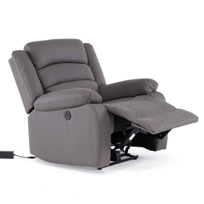 Living Reclinable Eléctrico 1 Sofá 3 Cuerpos + 2 Bergers Gris New Praga