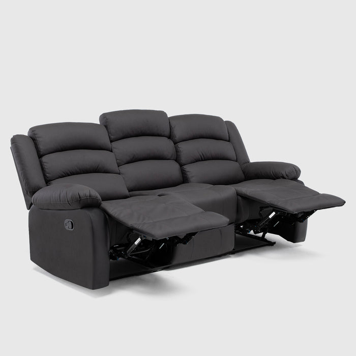 Sofá 3 Cuerpos Reclinable Moderno Negro New Praga
