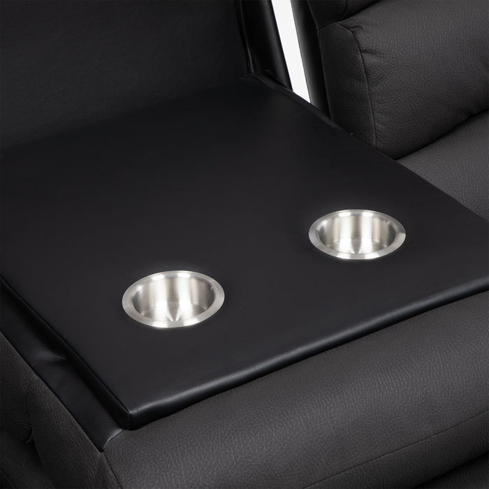 Sofá 3 Cuerpos Reclinable Moderno Negro New Praga