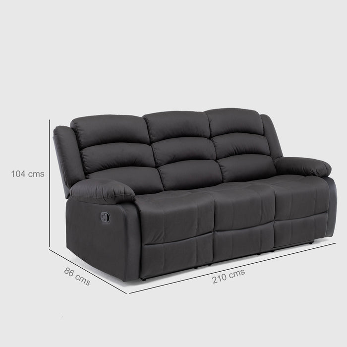 Living Reclinable 1 Sofá 3 Cuerpos + 2 Bergers Negro New Praga