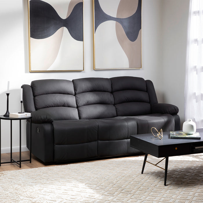 Living Reclinable 1 Sofá 3 Cuerpos + 1 Sofá 2 Cuerpos + 1 Berger Negro New Praga
