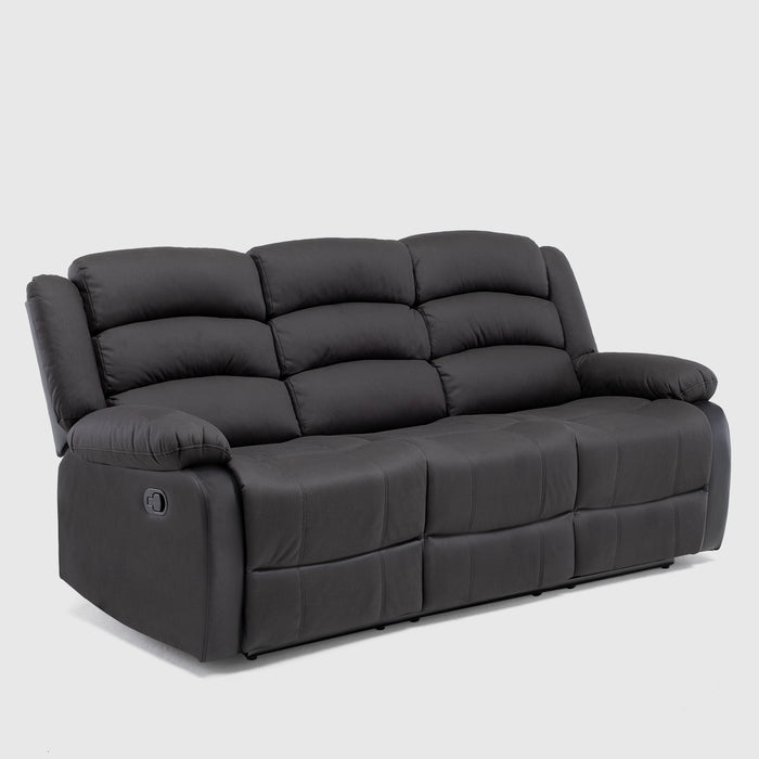 Sofá 3 Cuerpos Reclinable Moderno Negro New Praga