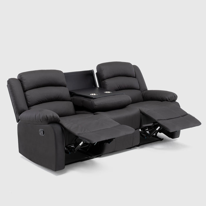 Sofá 3 Cuerpos Reclinable Moderno Negro New Praga