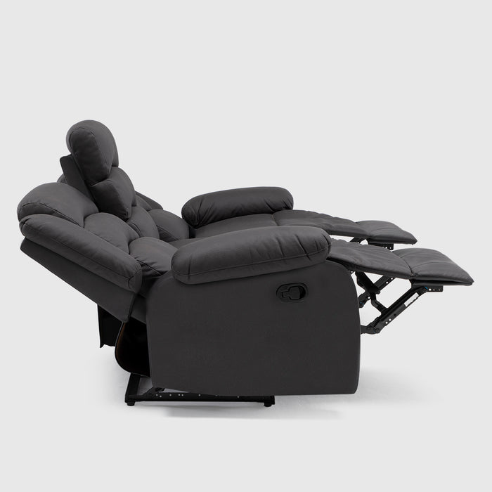 Living Reclinable 1 Sofá 3 Cuerpos + 2 Bergers Negro New Praga