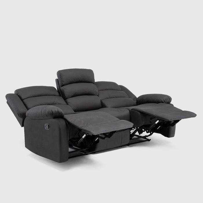 Sofá 3 Cuerpos Reclinable Moderno Negro New Praga
