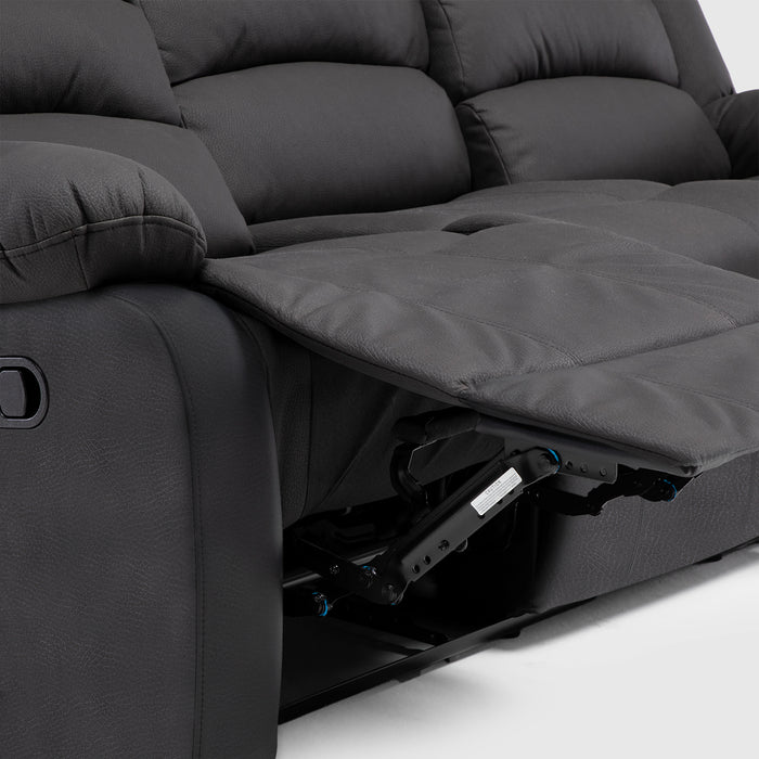 Living Reclinable 1 Sofá 3 Cuerpos + 2 Bergers Negro New Praga