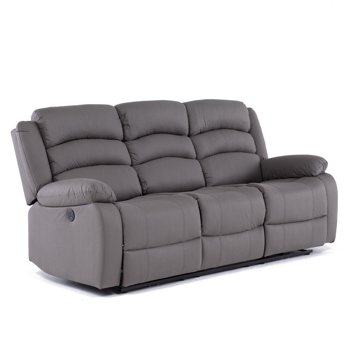 Sofá 3 Cuerpos Reclinable Eléctrico Moderno Gris New Praga