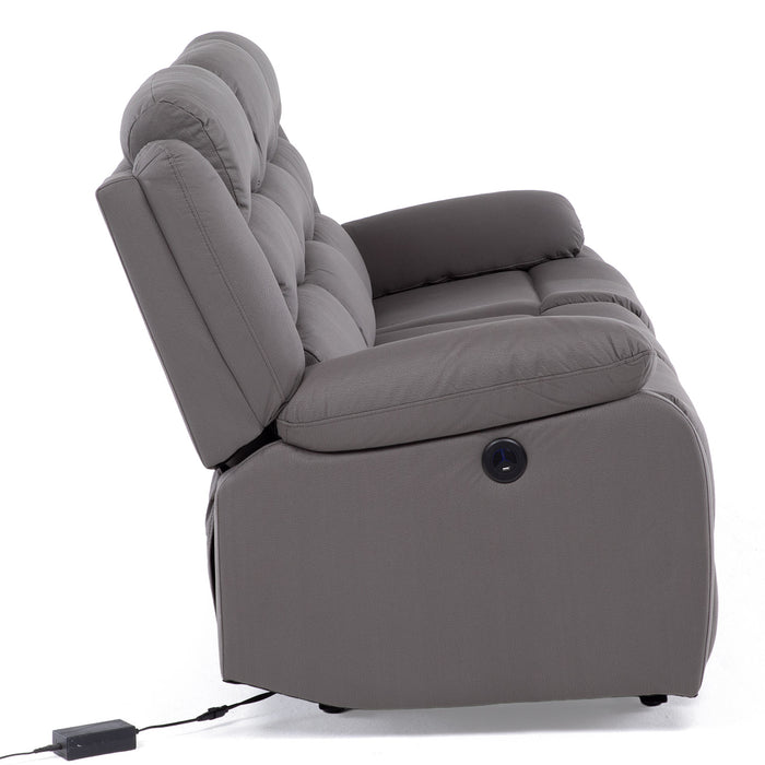 Sofá 3 Cuerpos Reclinable Eléctrico Moderno Gris New Praga