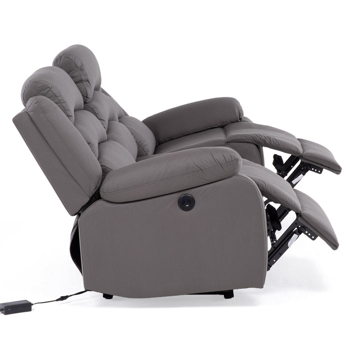 Sofá 3 Cuerpos Reclinable Eléctrico Moderno Gris New Praga