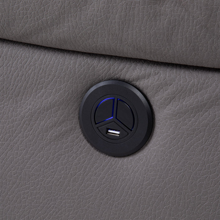 Sofá 3 Cuerpos Reclinable Eléctrico Moderno Gris New Praga