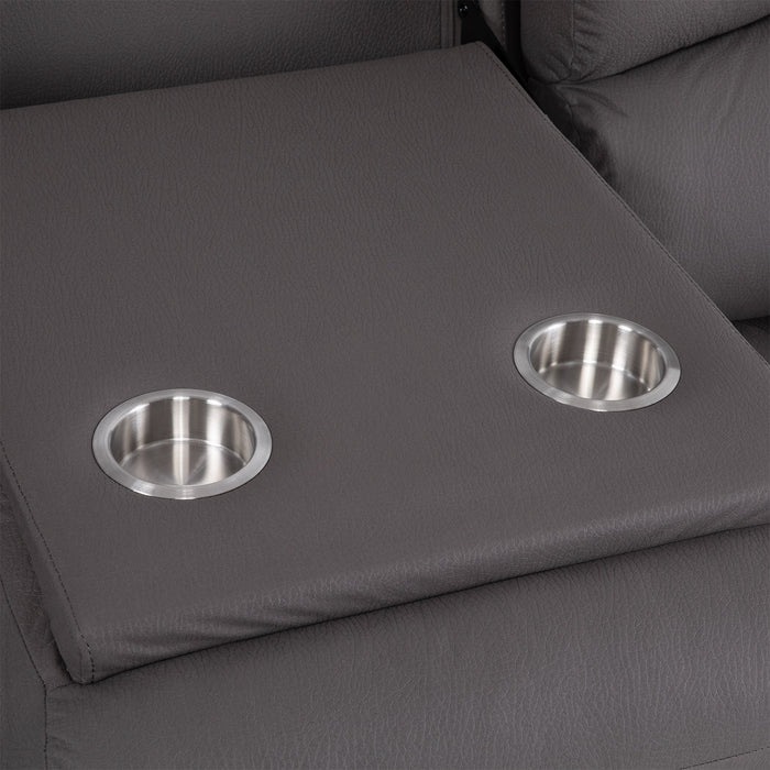 Sofá 3 Cuerpos Reclinable Eléctrico Moderno Gris New Praga