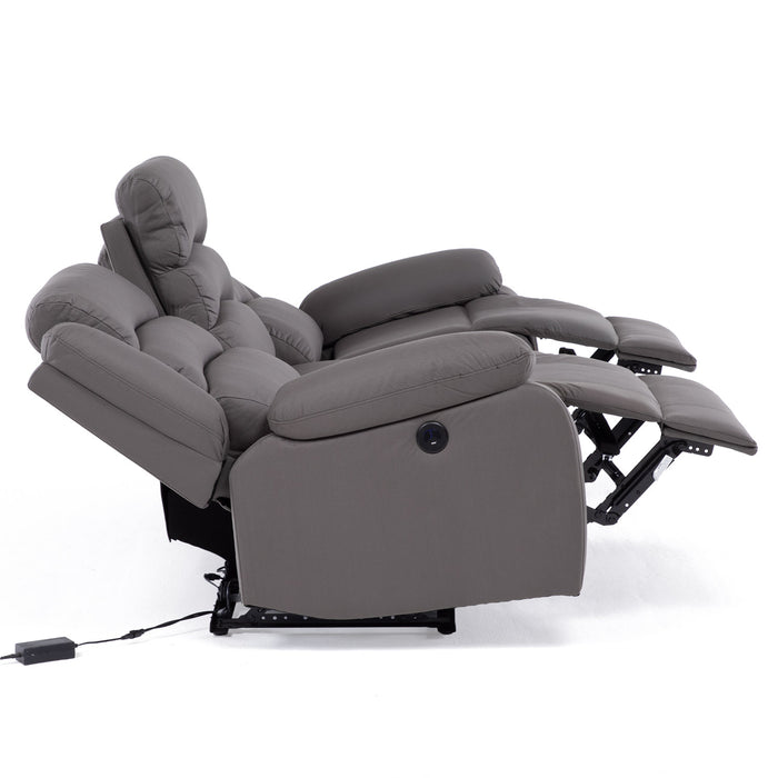 Sofá 3 Cuerpos Reclinable Eléctrico Moderno Gris New Praga