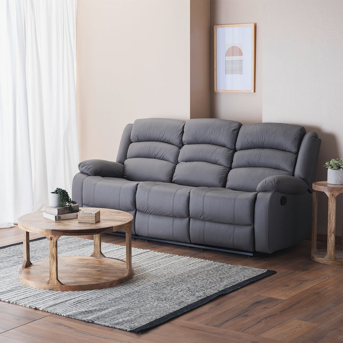 Living Reclinable 1 Sofá 3 Cuerpos + 1 Sofá 2 Cuerpos + 1 Berger Gris New Praga