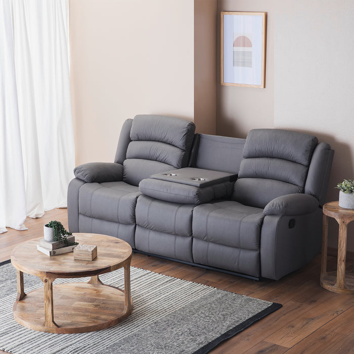 Sofá 3 Cuerpos Reclinable Moderno Gris New Praga