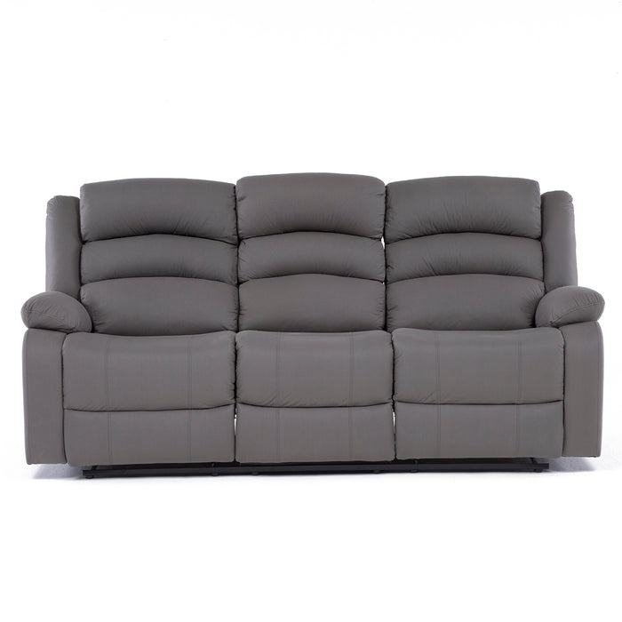 Sofá 3 Cuerpos Reclinable Moderno Gris New Praga
