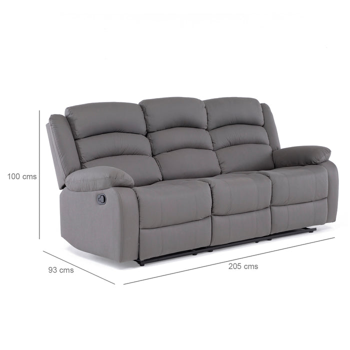 Sofá 3 Cuerpos Reclinable Moderno Gris New Praga