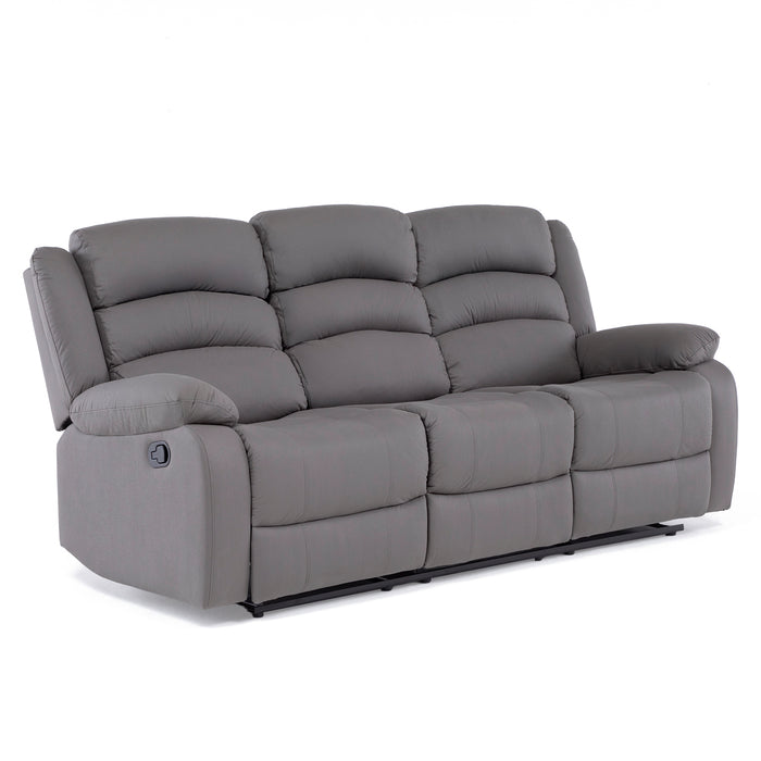 Sofá 3 Cuerpos Reclinable Moderno Gris New Praga