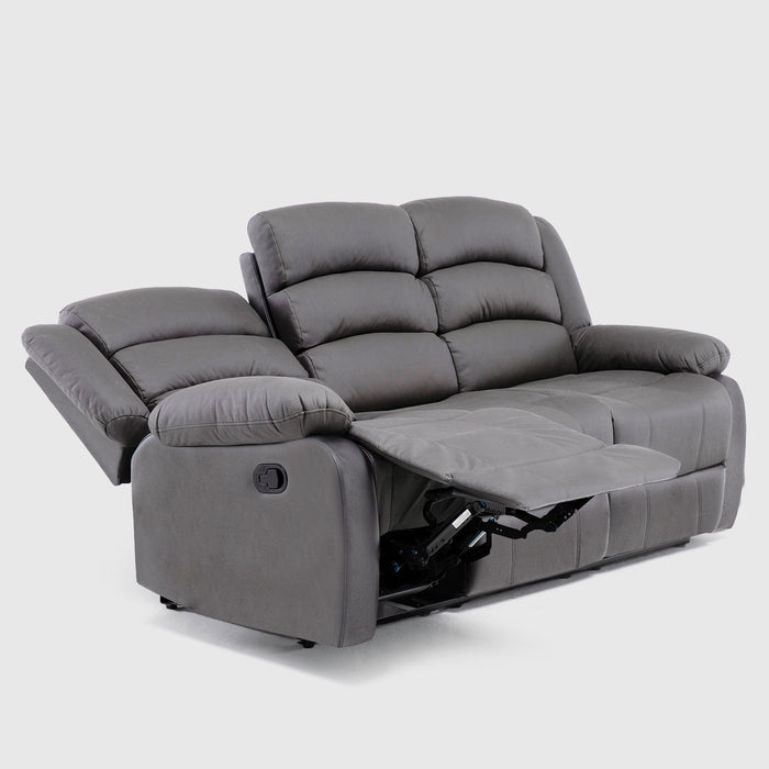 Living Reclinable 1 Sofá 3 Cuerpos + 2 Bergers Gris New Praga