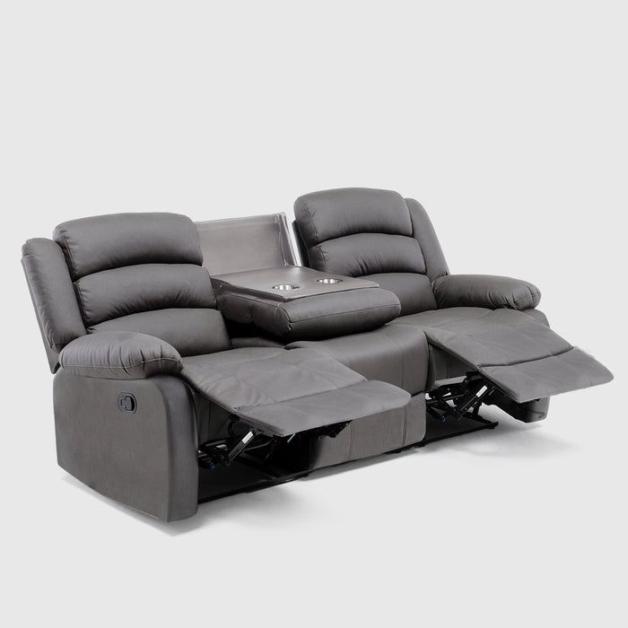 Living Reclinable 1 Sofá 3 Cuerpos + 1 Sofá 2 Cuerpos + 1 Berger Gris New Praga