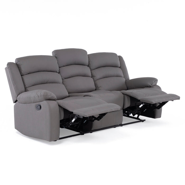 Sofá 3 Cuerpos Reclinable Moderno Gris New Praga