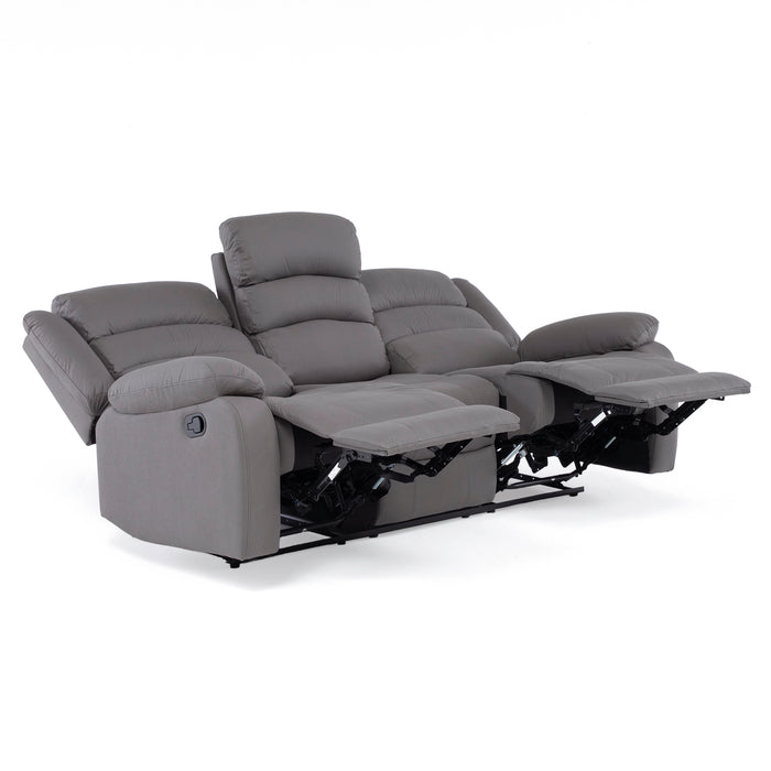 Sofá 3 Cuerpos Reclinable Moderno Gris New Praga