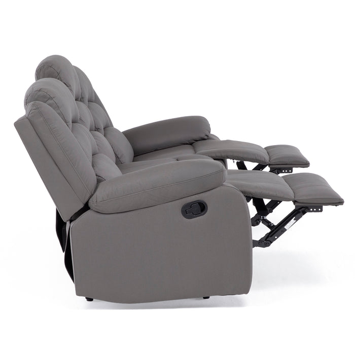 Sofá 3 Cuerpos Reclinable Moderno Gris New Praga