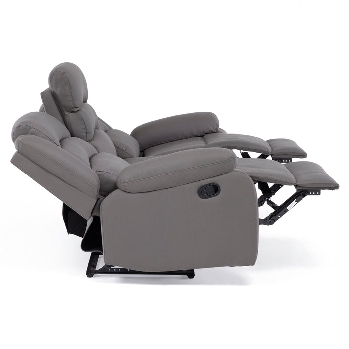 Sofá 3 Cuerpos Reclinable Moderno Gris New Praga
