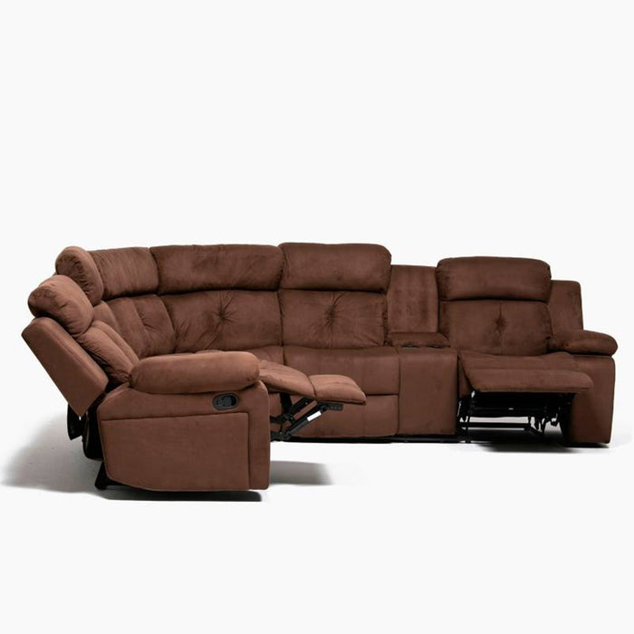 Sofá Seccional Marrón Claro - Moderno Para Living Arizona con Consola