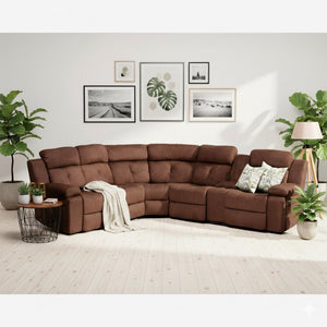 Sofá Seccional Marrón Claro - Moderno Para Living Arizona con Consola