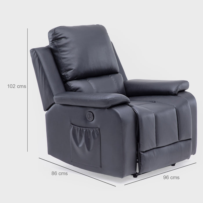 Berger Reclinable Eléctrico Masajeador 4 Puntos + Control Negro Madrid