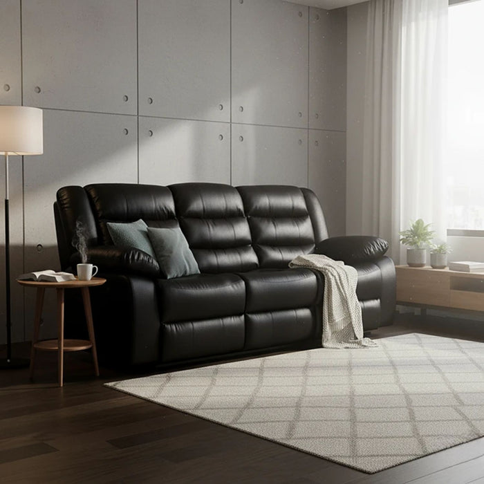 Sofa Reclinable 3 Cuerpos Negro -  Moderno Roma
