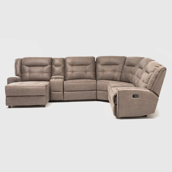 Sofá Seccional Izquierdo Reclinable Moderno Café Grand