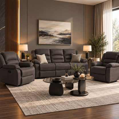 Living Reclinable 3 Cuerpos - Martell 1 Sofá 3 Cuerpos + 2 Bergers