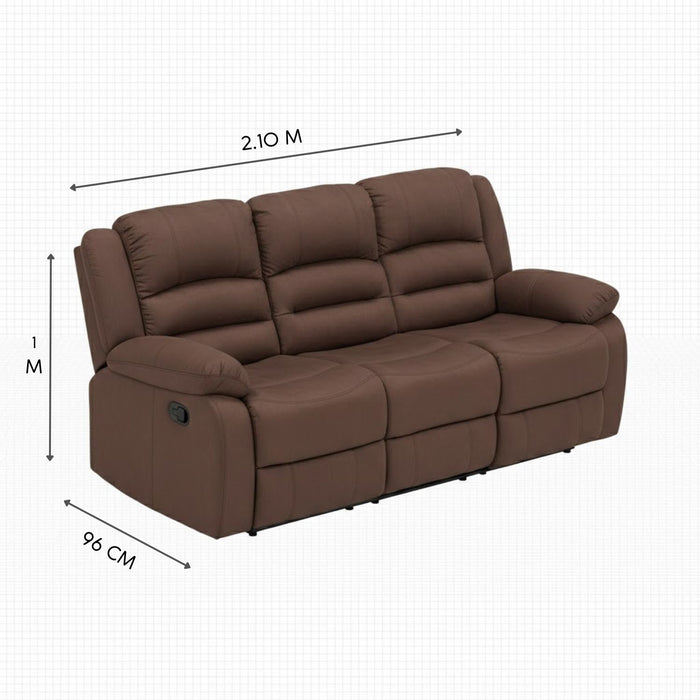 Sofá 3 Cuerpos Reclinable Clásico Martell Café