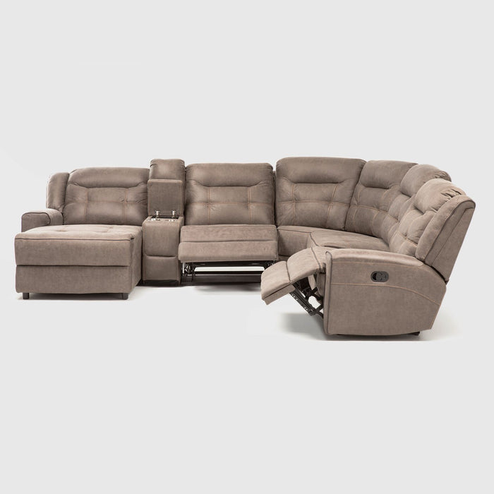 Sofá Seccional Izquierdo Reclinable Moderno Café Grand