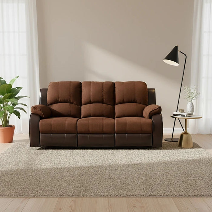 Sofá 3 Cuerpos Reclinable - Moderno Thompson Pu + Microfibra