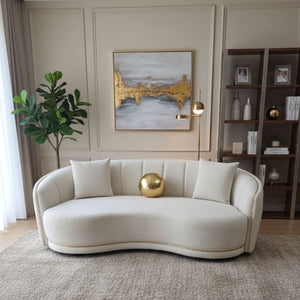 Sofá Moderno Elegante Isidora 3 Cuerpos Beige Curvo