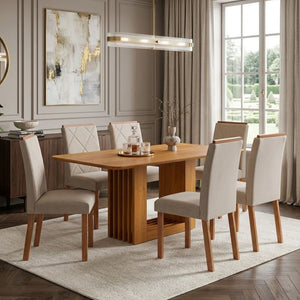 Juego de Comedor Elegante Madera Rectangular 8 Sillas Ariela