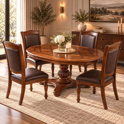 Mesa de Comedor Ovalada 4 Sillas - Tradicional Delclair