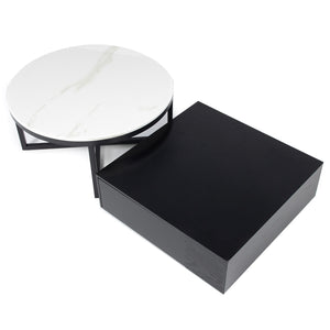 Mesa de Centro Elegante Blanca con Negro Murcia