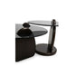 Mesa de Centro Moderna Redonda Vidrio Opaco-Madera Set 2 piezas Munich